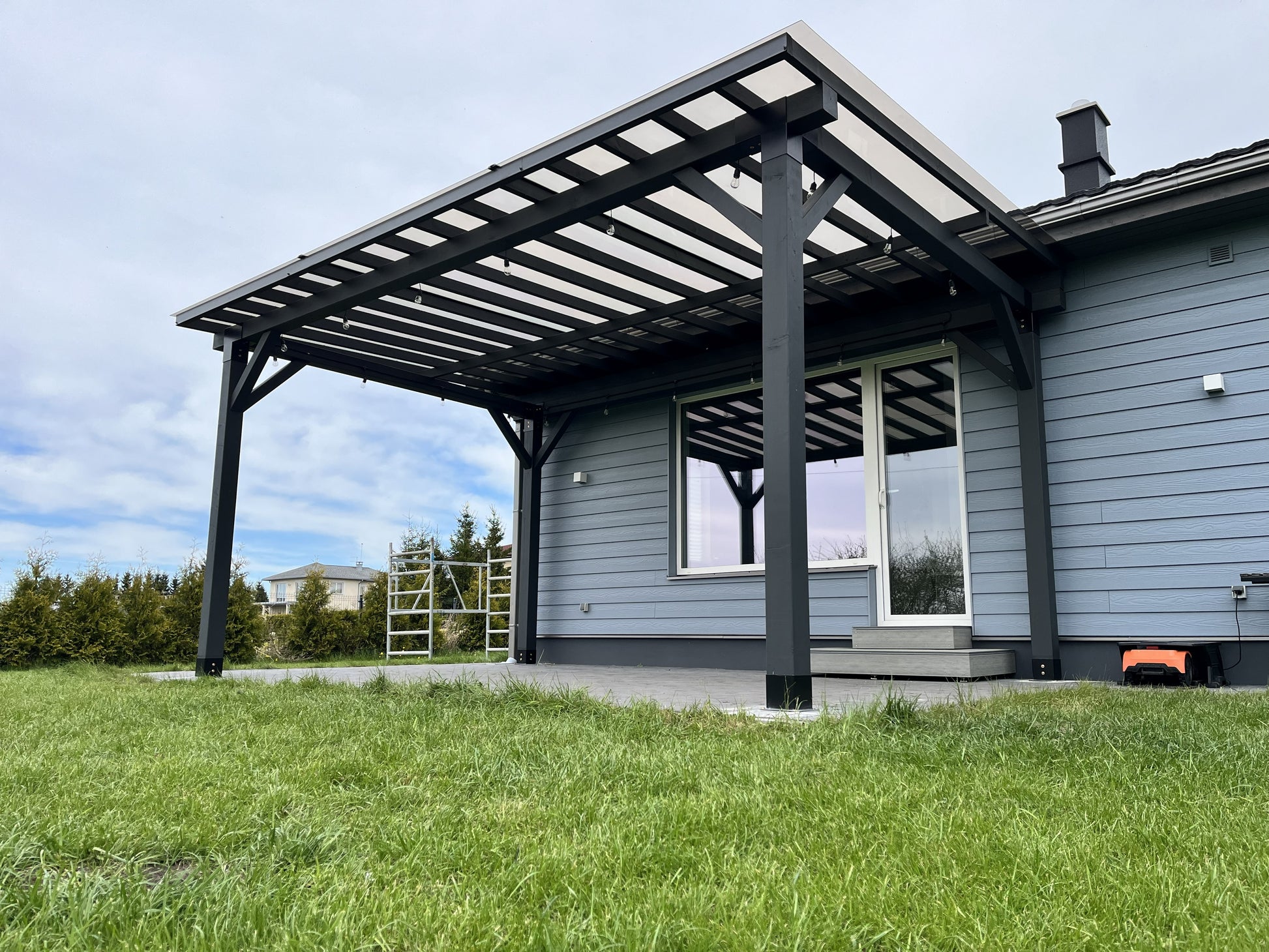 Modular canopy DIY by Terases, 6m by 4m, featuring a sturdy frame and fabric cover for outdoor shade and shelter.