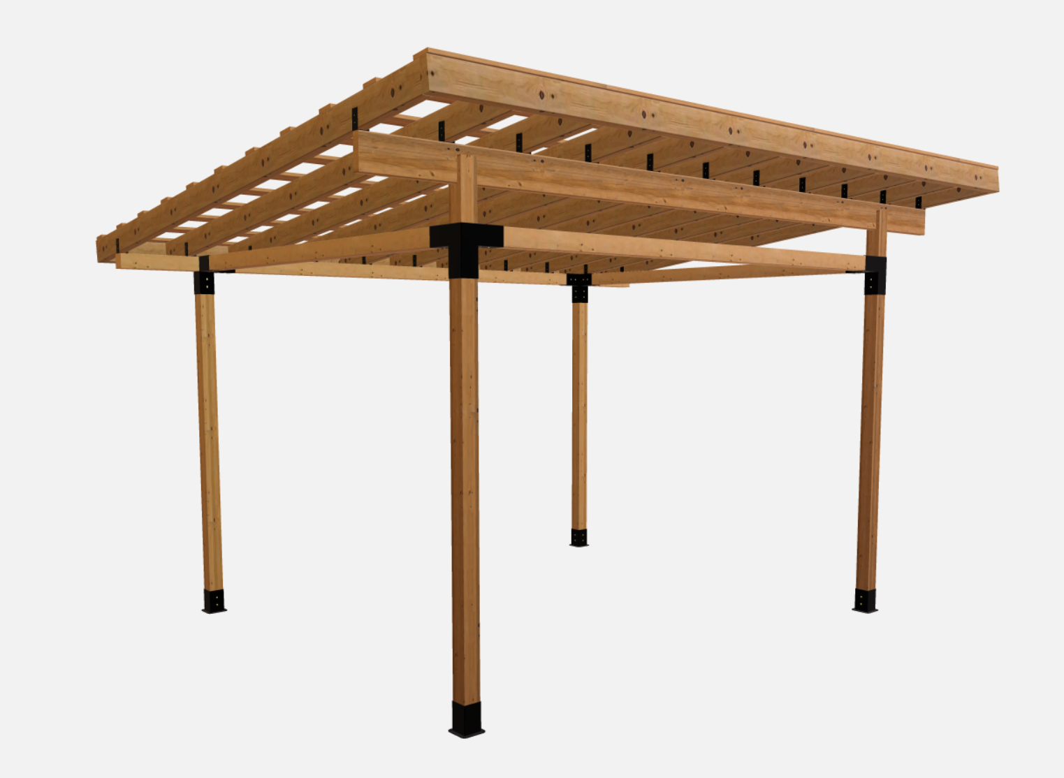 Terases Beam in Place support bracket for 45mm lumber, shown installed on wood for stable joint reinforcement.