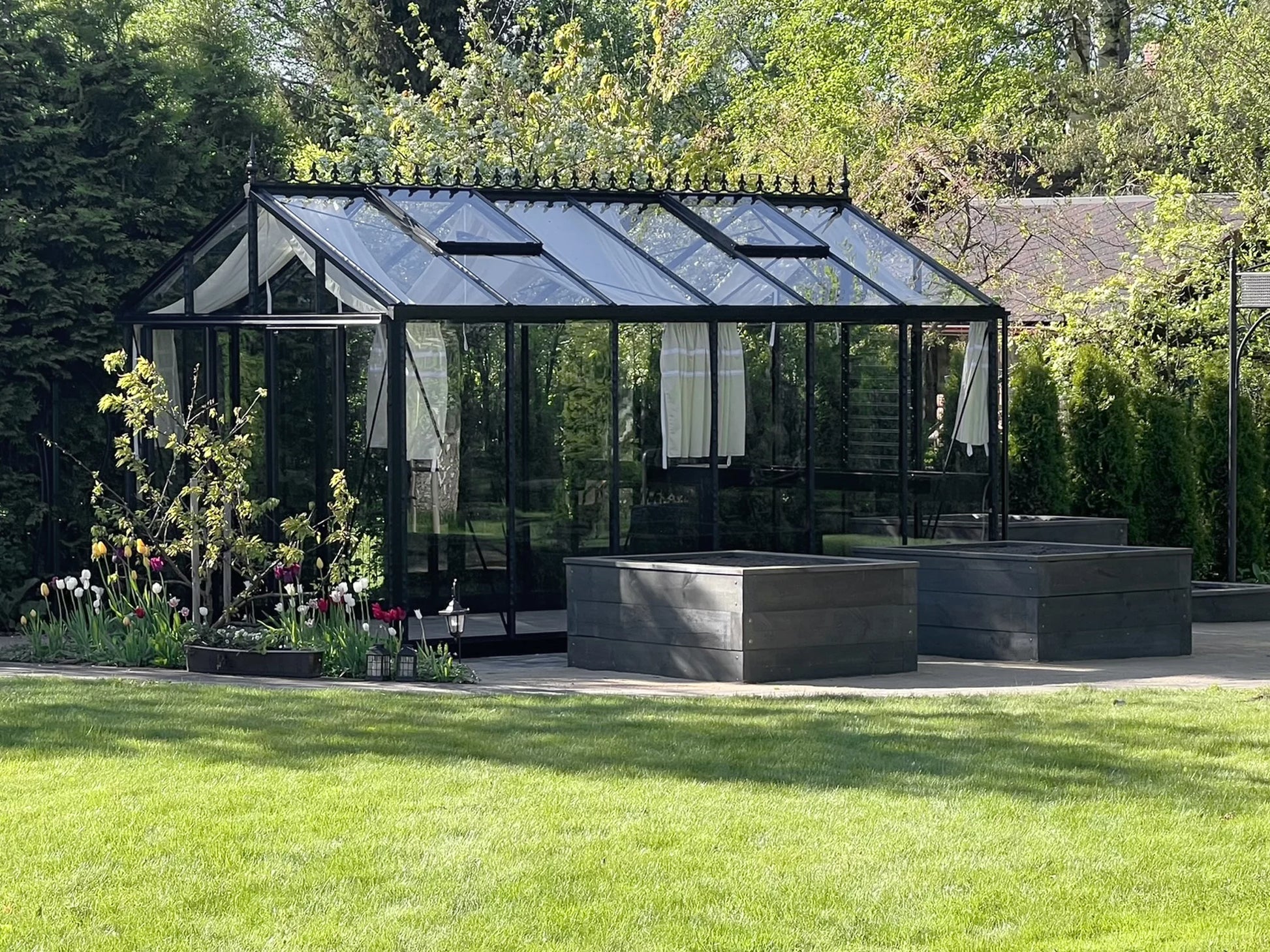 Greenhouse and Garden Raised Beds (Wood).