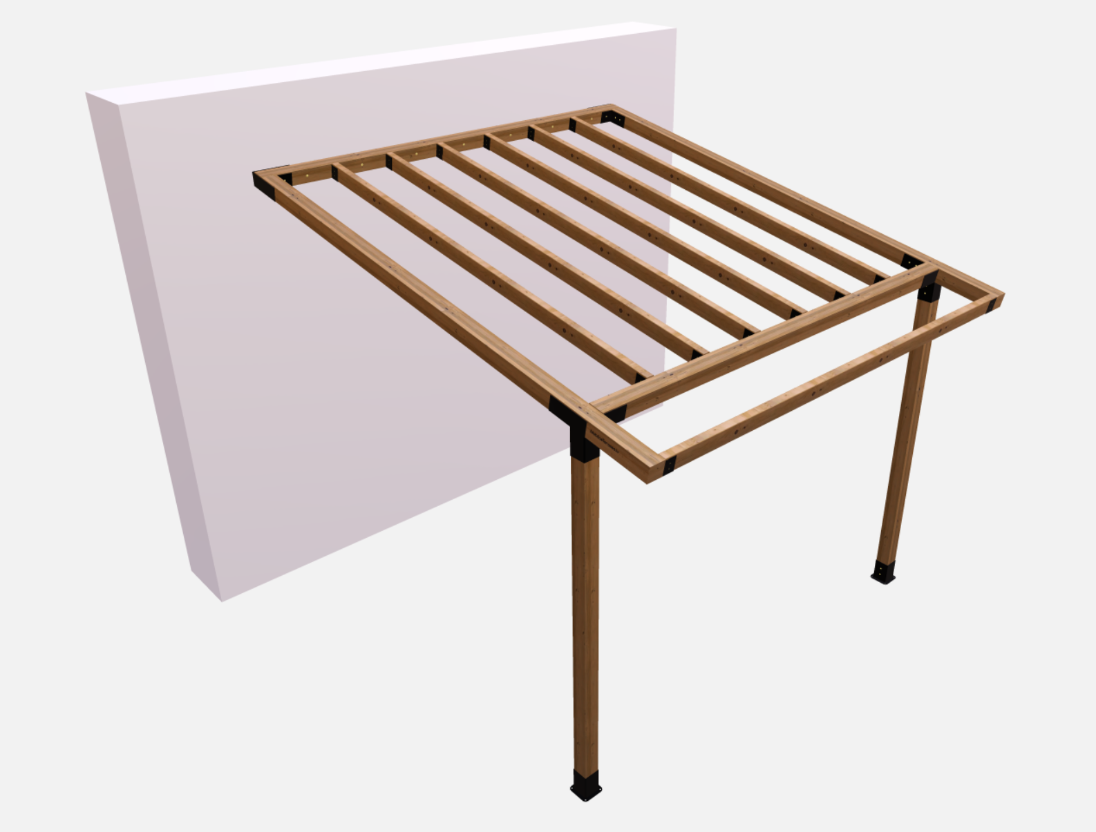 Pie sienas montējams, slīpas nojumes stiprinājumu komplekts (10° slīpums, 95x95mm brusām)