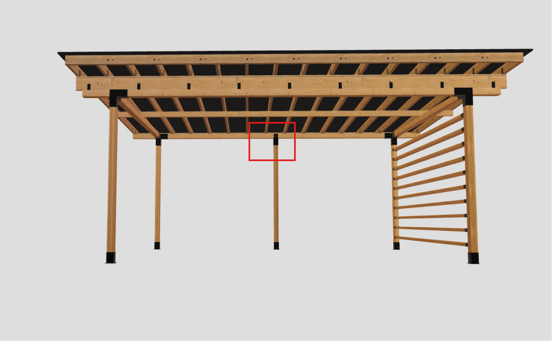 Terases 95x95mm support bracket for lumber, showing a close-up of the sturdy metal bracket used in construction.