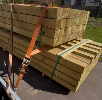 Stack of wooden beams for your pergola, canopy